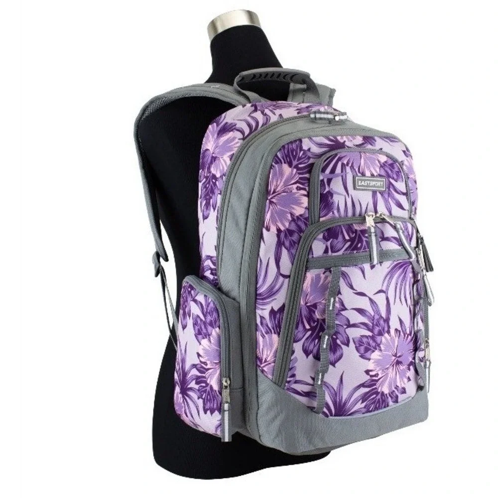 Eastsport Unisex Diamond Expandable Recycled Backpack, Hibiscus Edge NWT